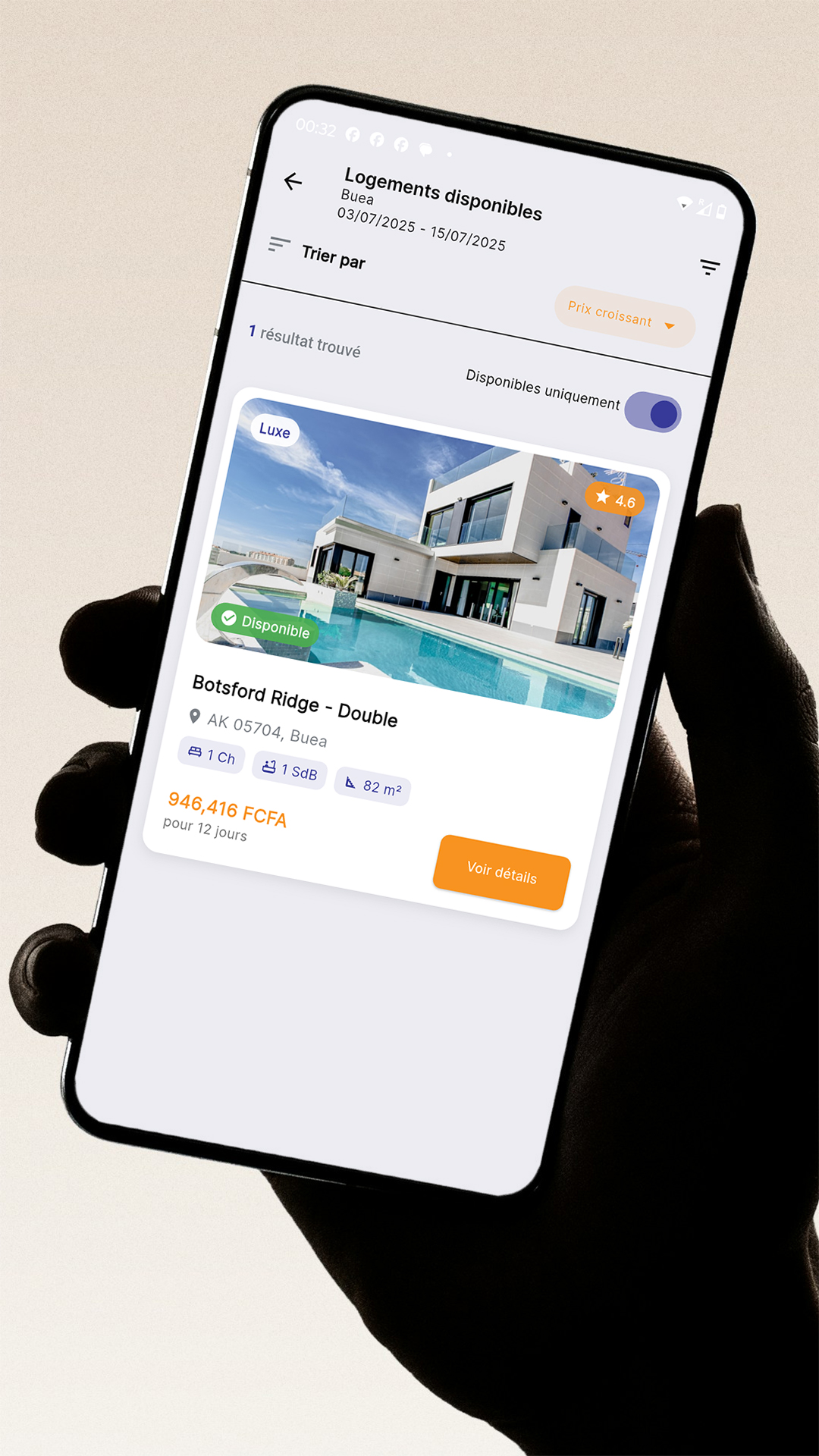 Écran d'appartements meublés